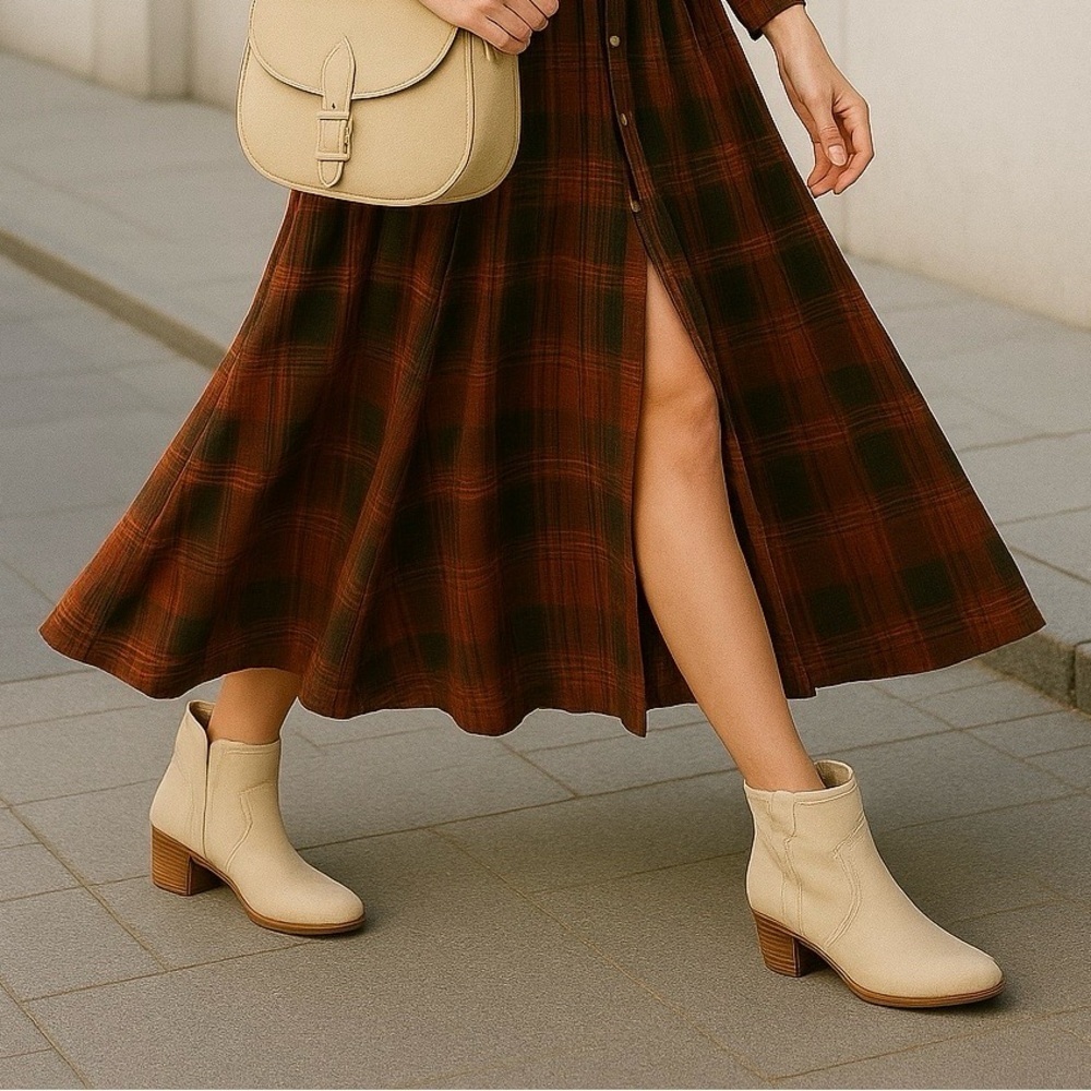 Altar’d State Beige Western Ankle Boots | Vegan | Size 7 | New With Tag